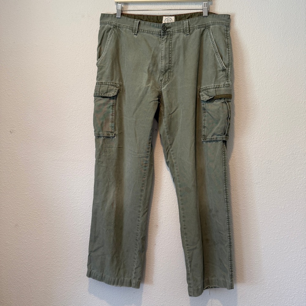 St Johns Bay Mens Olive Green Cotton Canvas Cargo Pants‎ 38x34 Utility Workwear